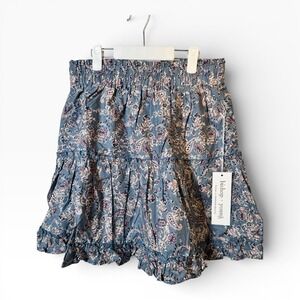 Bishop + Young NWT Blue Floral Ruffle Tiered Mini Skirt Lightweight Size S